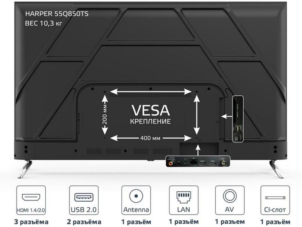 HARPER 55Q850TS QLED UHD 4K SMART TV безрамочный — изображение 3