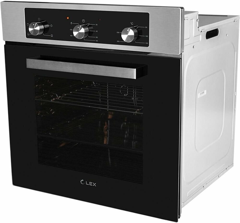 LEX Духовой шкаф электрический EDM 042 IX, 62л, 59.5 х 53 х 59.5 см, дверца с 2 стеклами, нержавеюща — изображение 3