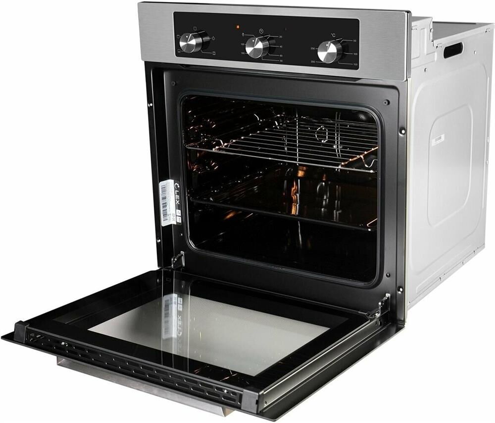 LEX Духовой шкаф электрический EDM 042 IX, 62л, 59.5 х 53 х 59.5 см, дверца с 2 стеклами, нержавеюща — изображение 4