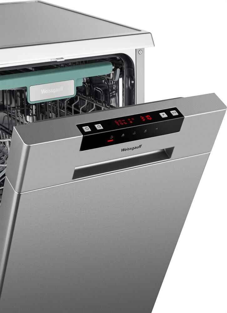 WEISSGAUFF Посудомоечная машина DW 4015, узкая, напольная, 44.8см, загрузка 10 комплектов, серебрист — изображение 7