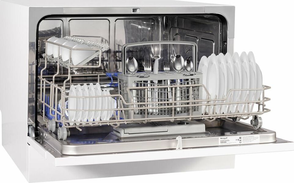 WEISSGAUFF Посудомоечная машина TDW 4006, компактная, настольная, 55см, загрузка 6 комплектов, белая — изображение 9