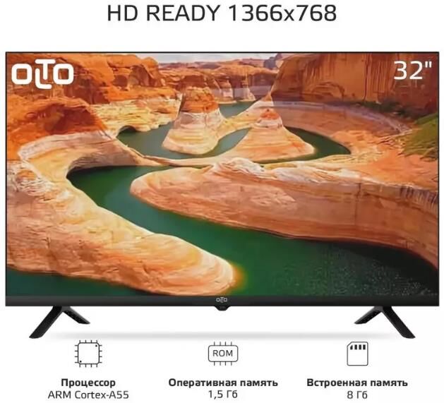 OLTO 32ST30H-T2 HD SMART TV безрамочный — изображение 2