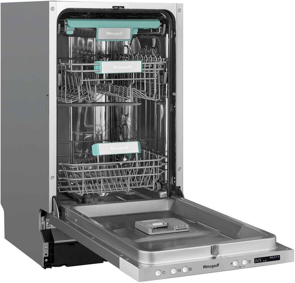 WEISSGAUFF Встраиваемая посудомоечная машина BDW 4533 D, узкая, ширина 44.8см, полновстраиваемая, за — изображение 6