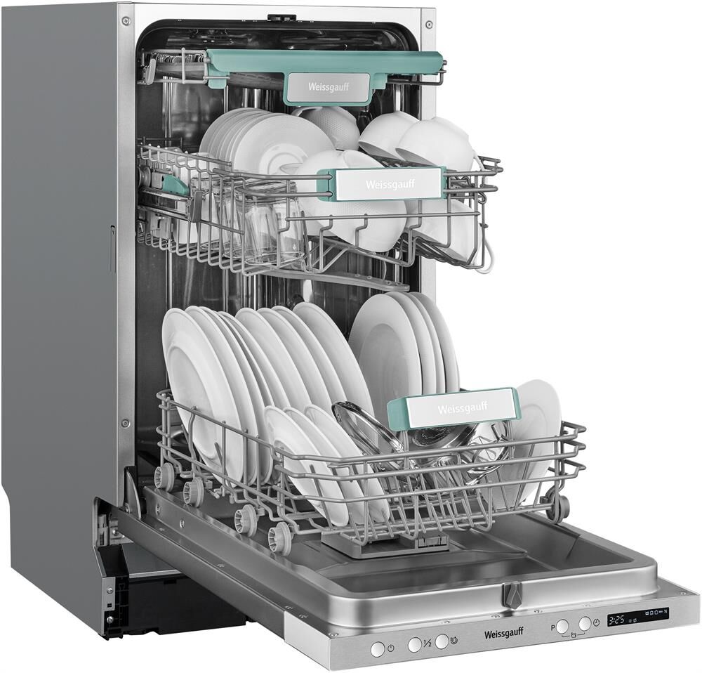 WEISSGAUFF Встраиваемая посудомоечная машина BDW 4533 D, узкая, ширина 44.8см, полновстраиваемая, за — изображение 7