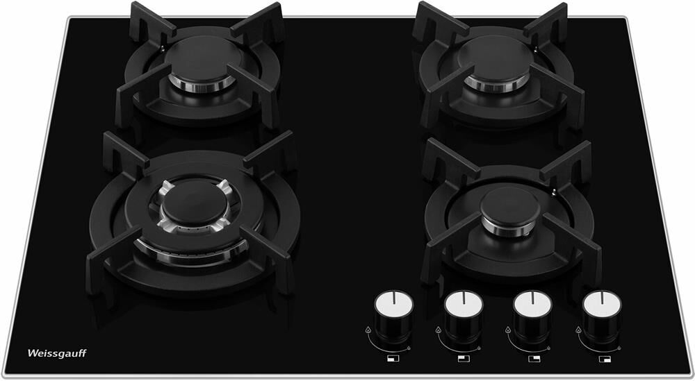 WEISSGAUFF Газовая варочная панель HGG 640 BGV, 4 конфорки, закаленное стекло, черный — изображение 3