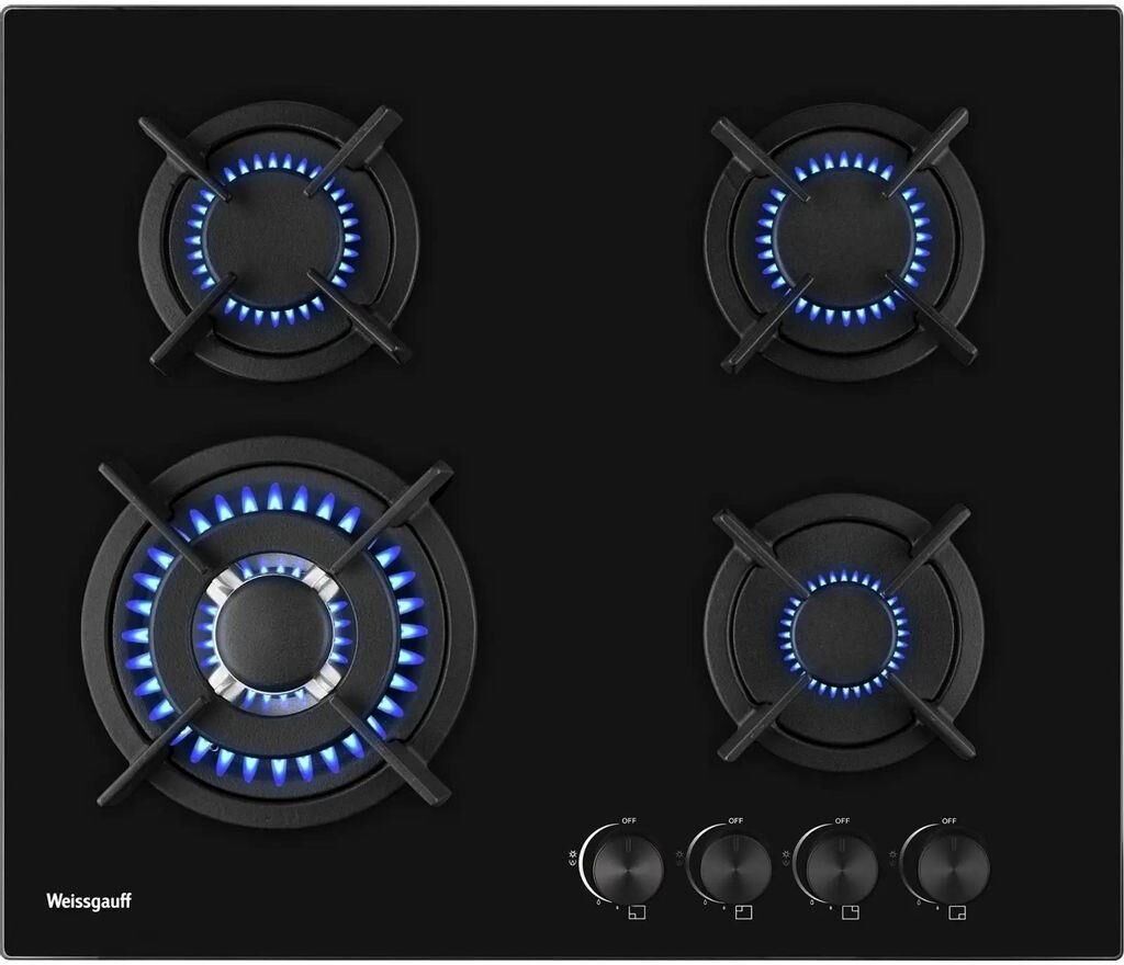 WEISSGAUFF Газовая варочная панель HGG 640 BGB, 4 конфорки, закаленное стекло, черный — изображение 6