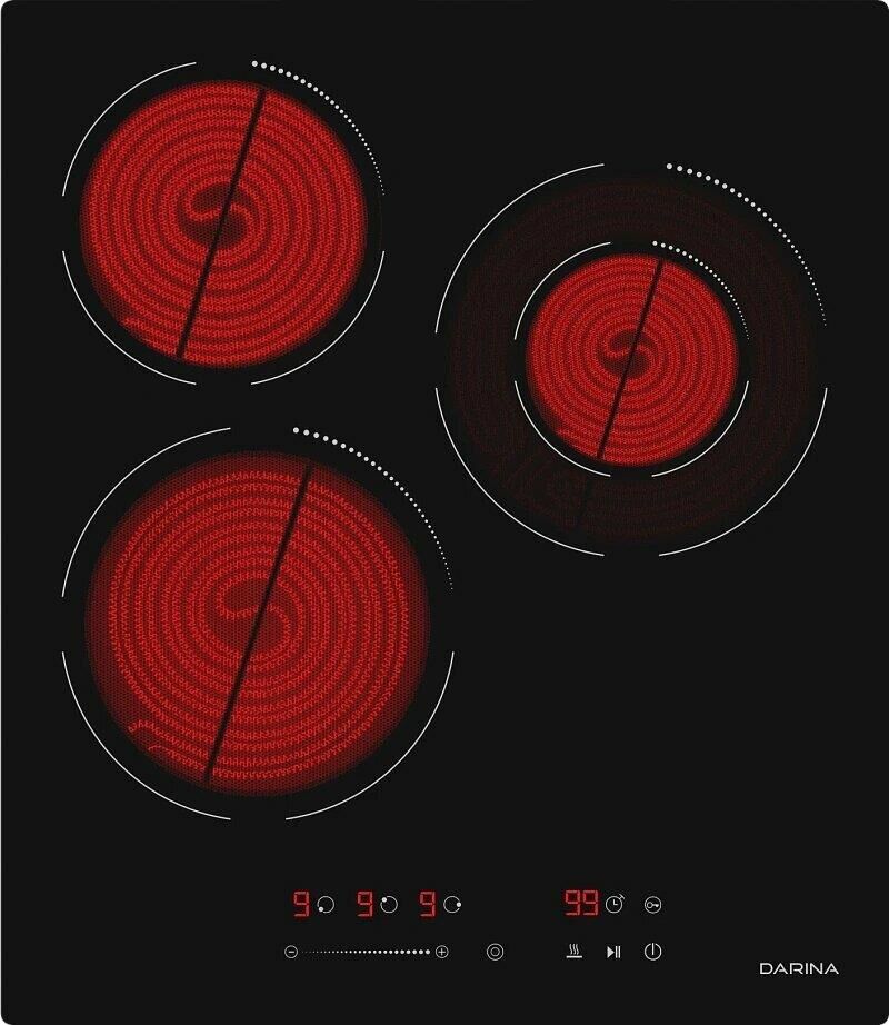 DARINA Электрическая варочная поверхность 6Р Е 3324 B, конфорок: 3 шт., стеклокерамика, независимая, — изображение 2