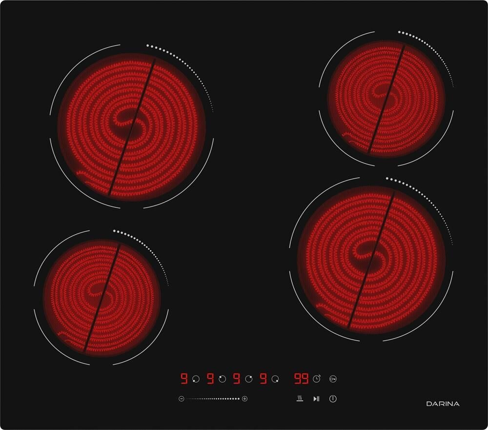 DARINA Электрическая варочная поверхность 6P E 323 B, конфорок: 4 шт., стеклокерамика, независимая, — изображение 2