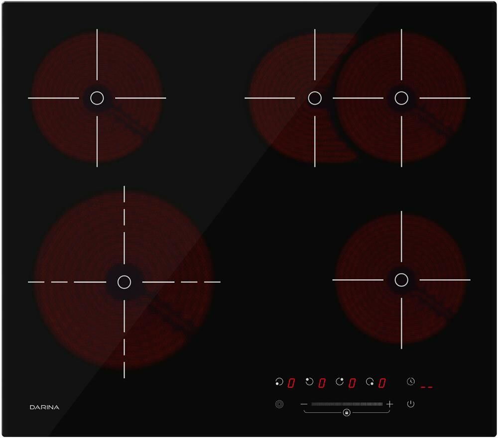 DARINA Электрическая варочная поверхность PL E329 B, конфорок: 4 шт., стеклокерамика, независимая, ч — изображение 5