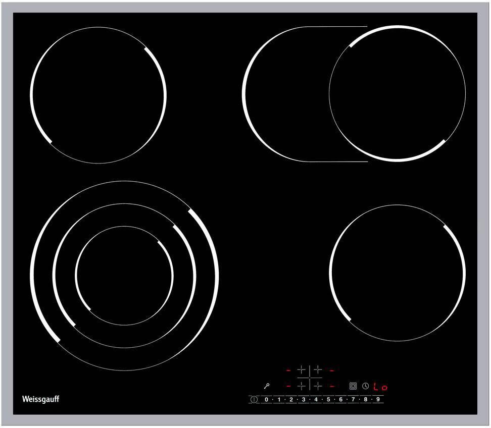 WEISSGAUFF Электрическая варочная поверхность HV 643 BSX, конфорок: 4 шт., стеклокерамика, независим — изображение 2