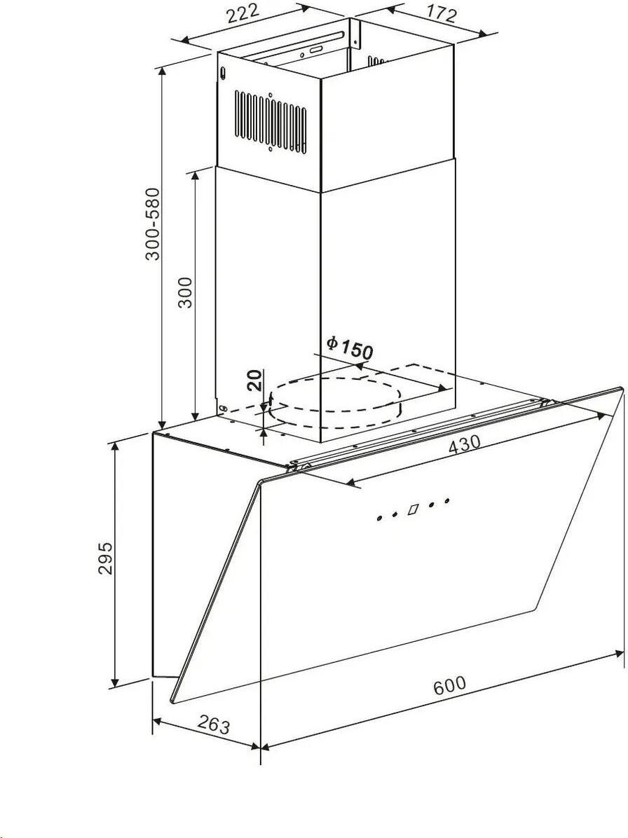 WEISSGAUFF Вытяжка каминная Zibal 60 черный управление: сенсорное (1 мотор) — изображение 8
