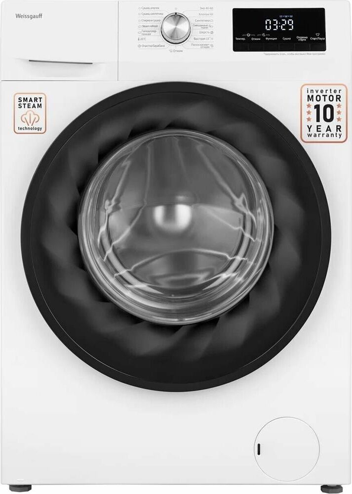 WEISSGAUFF Стиральная машина WMD 6148 DC Inverter Steam, с фронтальной загрузкой, с паром, 8кг, 1400 — изображение 2