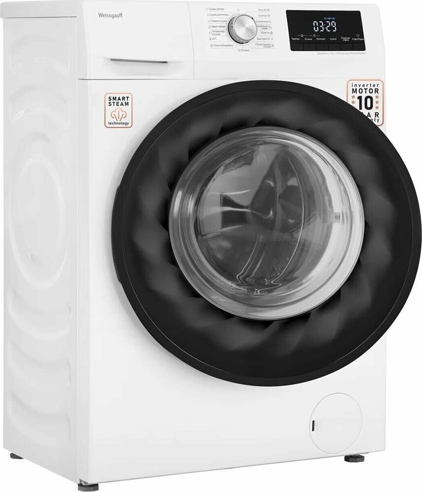 WEISSGAUFF Стиральная машина WMD 6148 DC Inverter Steam, с фронтальной загрузкой, с паром, 8кг, 1400 — изображение 4