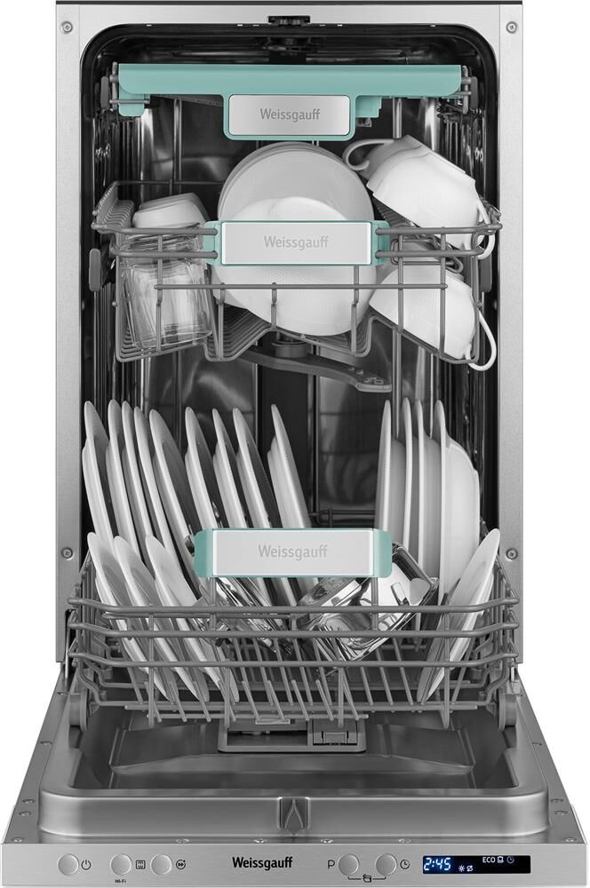 WEISSGAUFF Встраиваемая посудомоечная машина BDW 4533 Wi-Fi Inverter Autoopen, узкая, ширина 44.8см, — изображение 5