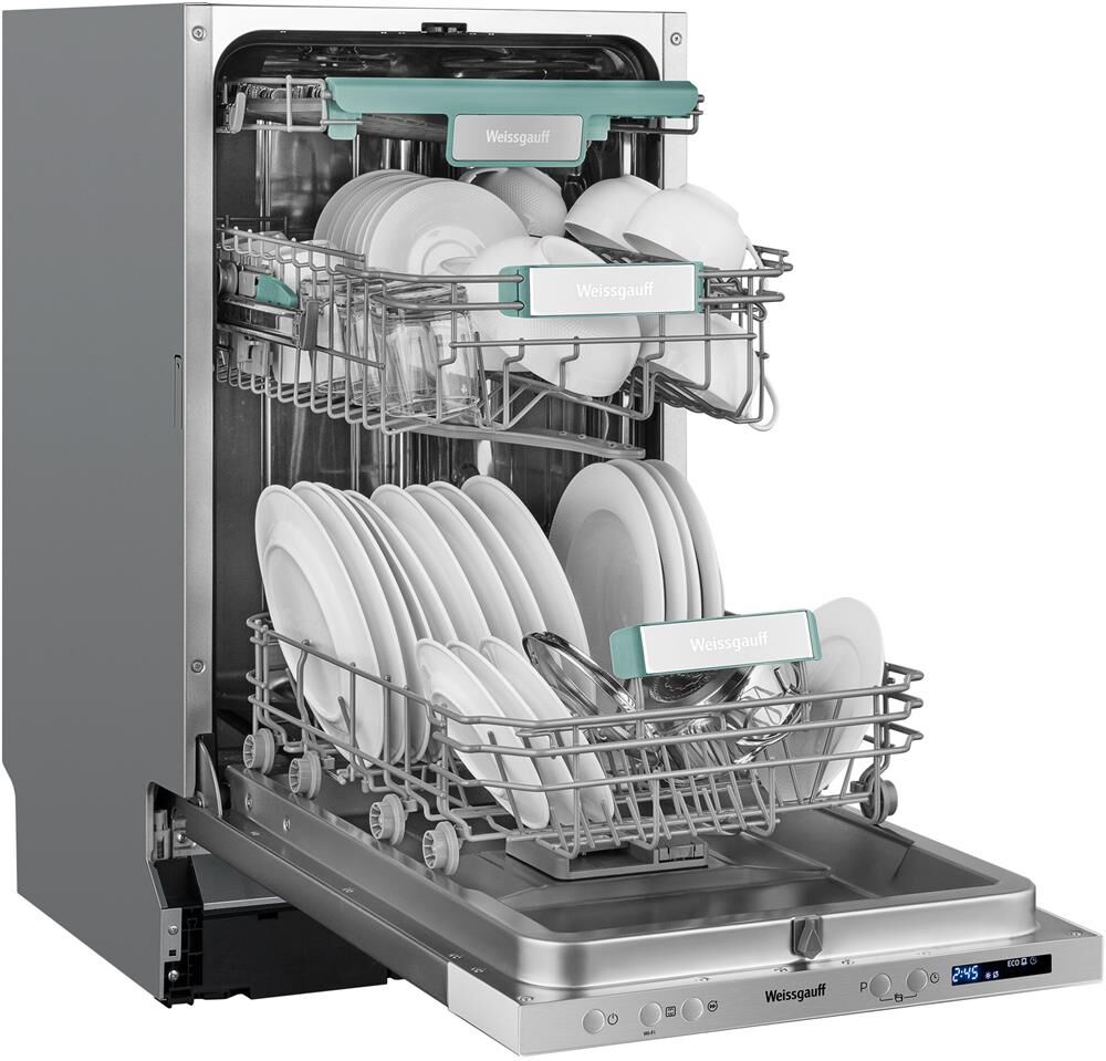WEISSGAUFF Встраиваемая посудомоечная машина BDW 4533 Wi-Fi Inverter Autoopen, узкая, ширина 44.8см, — изображение 7