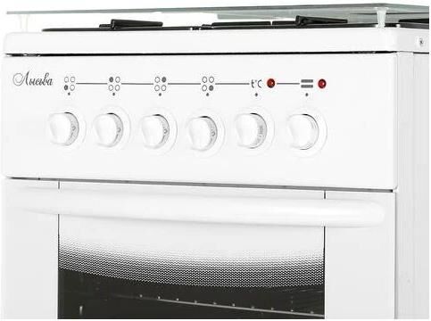 ЛЫСЬВА Газовая плита ЭГ 4к01 МС-2у, электрическая духовка, стеклянная крышка, белый — изображение 8