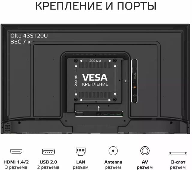 OLTO 43ST20U SMART TV 4K UHD Android Безрамочный — изображение 9