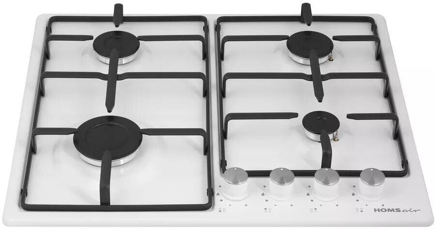 HOMSAIR Газовая варочная панель HGE643GWH, 4 конфорки, эмалированная сталь, белый — изображение 3