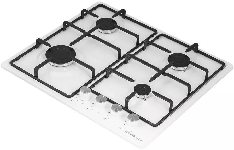 HOMSAIR Газовая варочная панель HGE643GWH, 4 конфорки, эмалированная сталь, белый — изображение 4