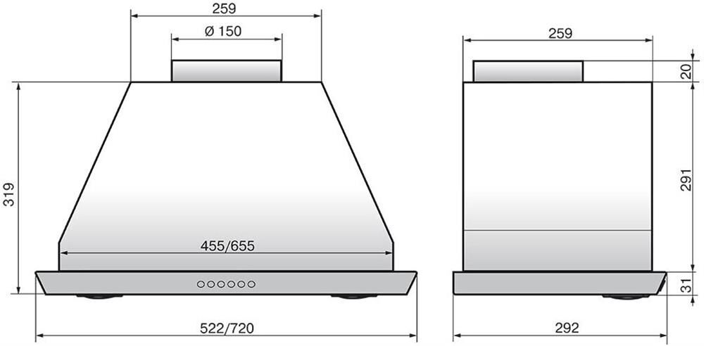 ELIKOR Встраиваемая вытяжка Врезной блок 72Н-1000-Э4Д, управление кнопочное, нержавеющая сталь [9408 — изображение 2