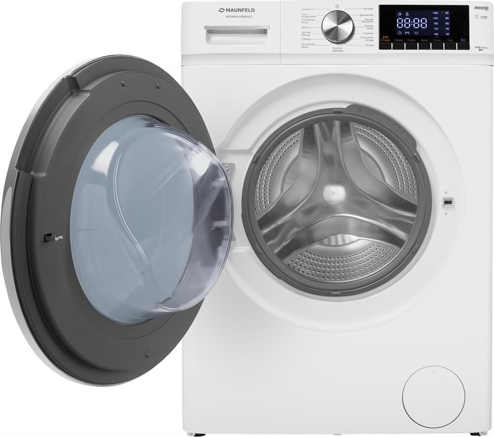 MAUNFELD Стиральная машина MFWM148WH02, с фронтальной загрузкой, 8кг, 1400об/мин, инверторная — изображение 2