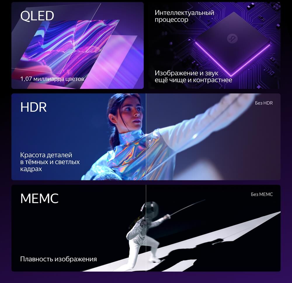 ЯНДЕКС YNDX-00101 Station Pro QLED SMART TV 4K Ultra HD безрамочный Яндекс — изображение 6