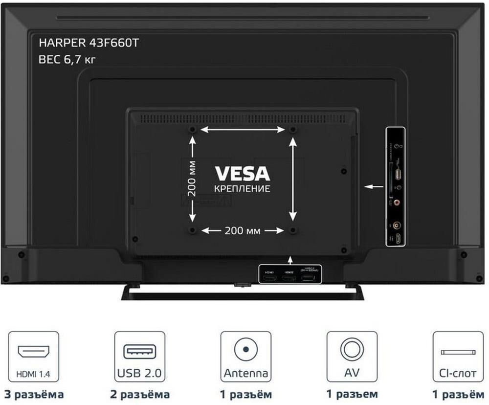 HARPER 43F660T FHD Безрамочный — изображение 3
