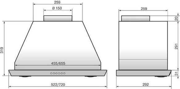 ELIKOR Вытяжка встраиваемая Врезной блок 72Н-1000-Э4Д нержавеющая сталь управление: кнопочное (1 мот — изображение 6