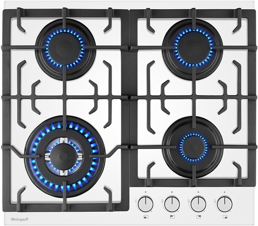 WEISSGAUFF Газовая варочная панель HGG 641 WGSV, 4 конфорки, закаленное стекло, белый — изображение 2
