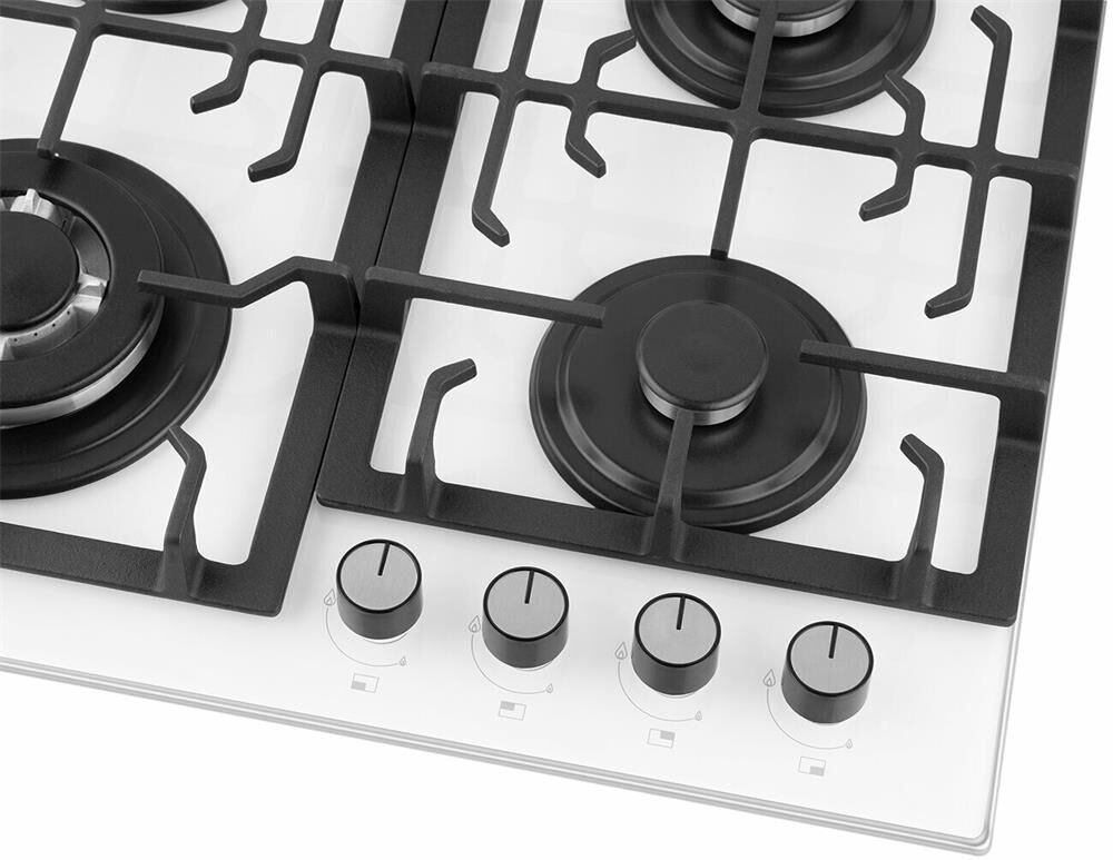WEISSGAUFF Газовая варочная панель HGG 641 WGSV, 4 конфорки, закаленное стекло, белый — изображение 4
