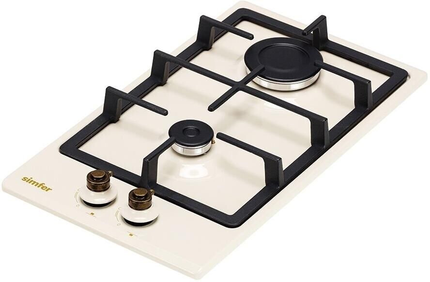 SIMFER Газовая варочная панель H30V20O516, 2 конфорки, эмалированная сталь, бежевый — изображение 3
