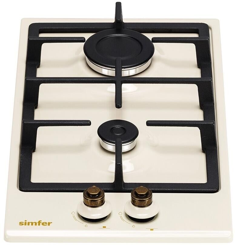 SIMFER Газовая варочная панель H30V20O516, 2 конфорки, эмалированная сталь, бежевый — изображение 4