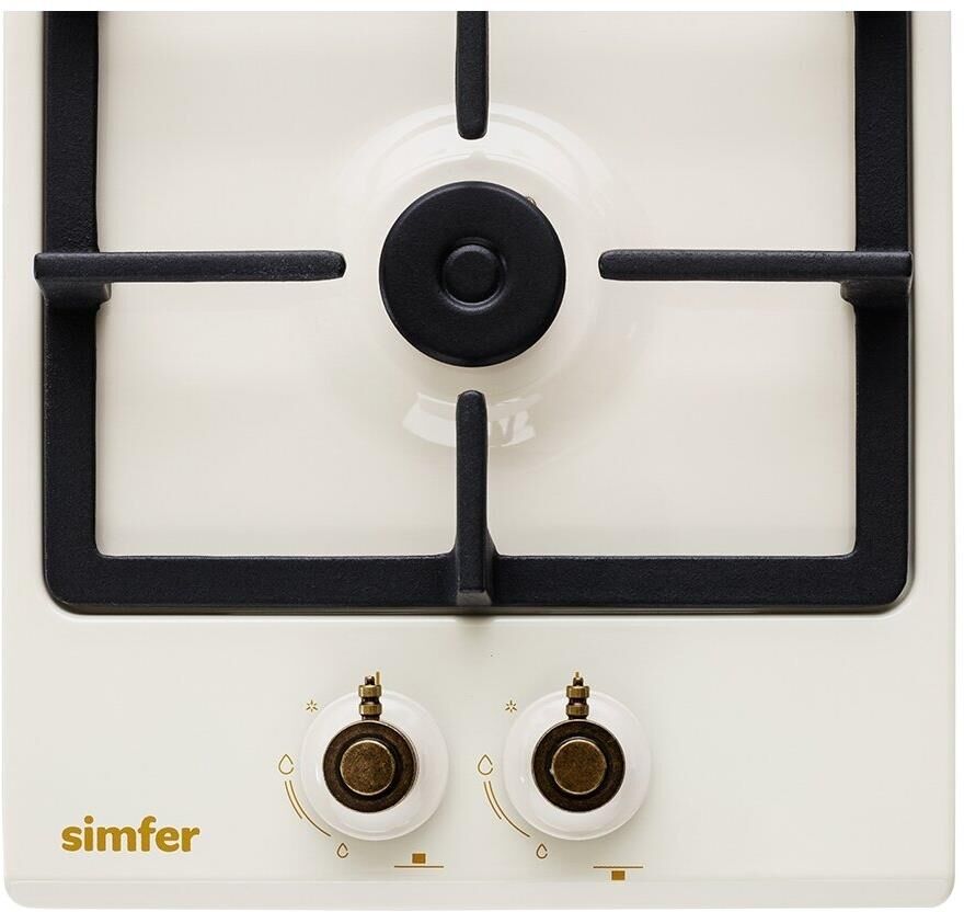 SIMFER Газовая варочная панель H30V20O516, 2 конфорки, эмалированная сталь, бежевый — изображение 5
