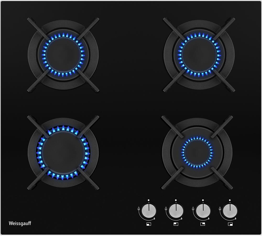 WEISSGAUFF Газовая варочная панель HG 640 BGV, 4 конфорки, закаленное стекло, черный — изображение 2