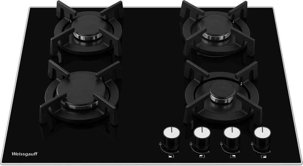 WEISSGAUFF Газовая варочная панель HG 640 BGV, 4 конфорки, закаленное стекло, черный — изображение 3