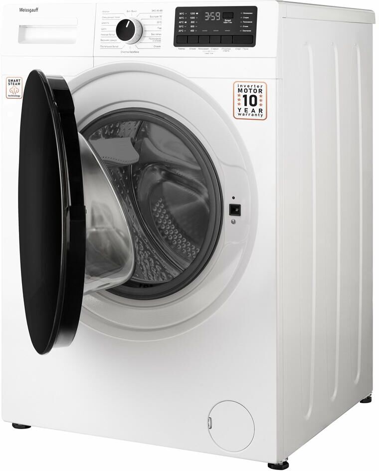 WEISSGAUFF Стиральная машина WM 61210 DC Inverter Steam, с фронтальной загрузкой, с паром, 10.5кг, 1 — изображение 4