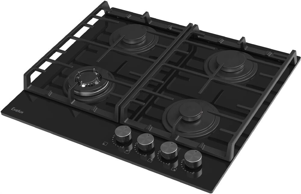 EVELUX Газовая варочная панель HEG 650 BG, 4 конфорки, закаленное стекло, черный — изображение 2