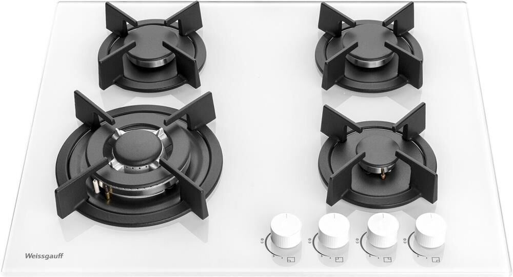 WEISSGAUFF Газовая варочная панель HG 640 WGV, 4 конфорки, закаленное стекло, белый — изображение 2