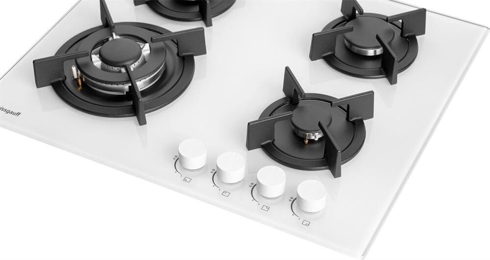 WEISSGAUFF Газовая варочная панель HG 640 WGV, 4 конфорки, закаленное стекло, белый — изображение 3
