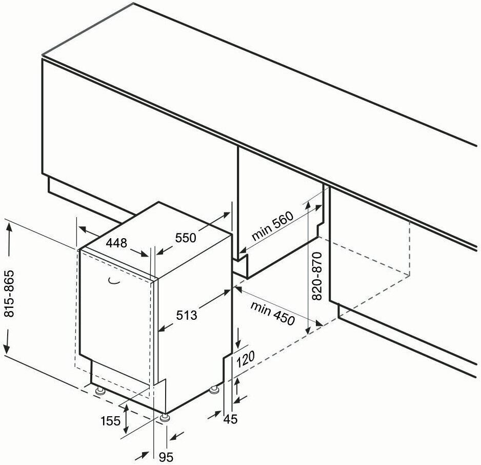 KRONA Встраиваемая посудомоечная машина Martina 45 BI, узкая, ширина 44.8см, полновстраиваемая, загр — изображение 9