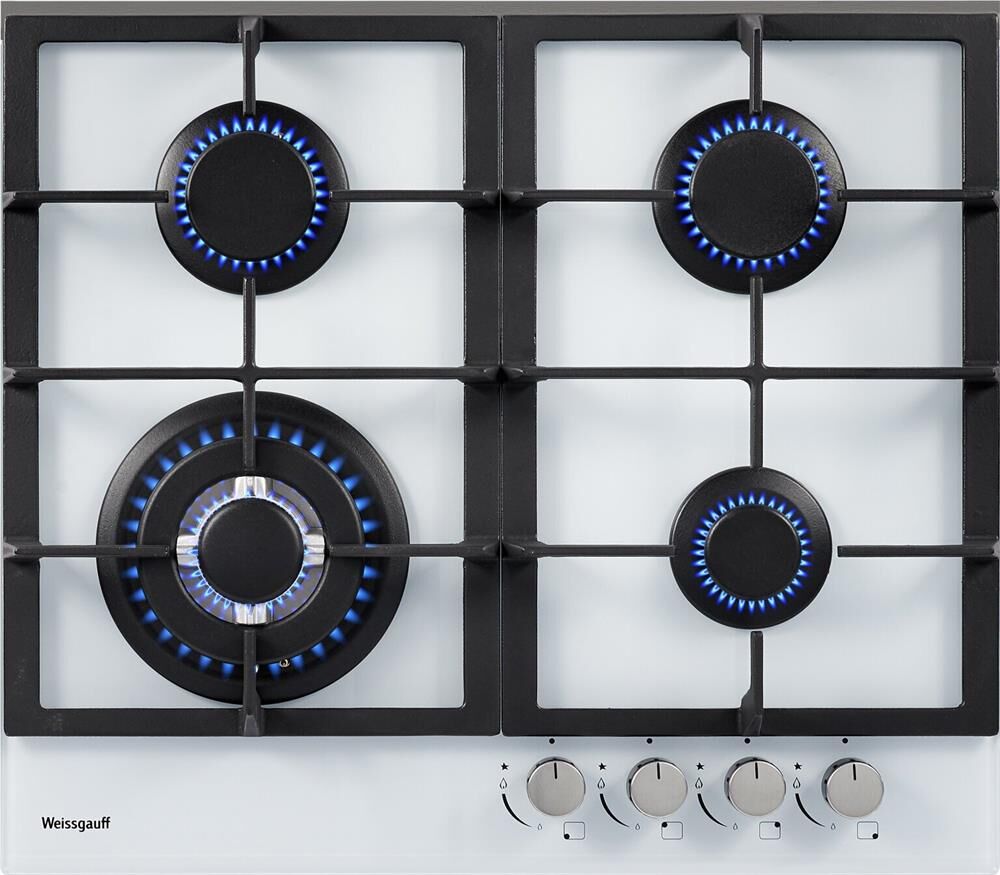 WEISSGAUFF Газовая варочная панель HGG 641 WGh, 4 конфорки, закаленное стекло, белый — изображение 2