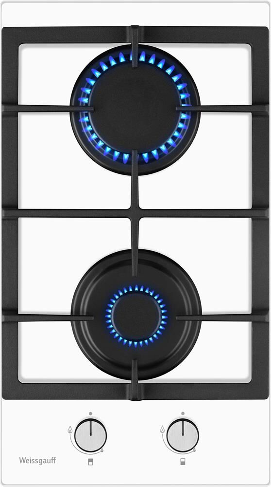 WEISSGAUFF Газовая варочная панель HGG 320 WGV, 2 конфорки, закаленное стекло, белый — изображение 2