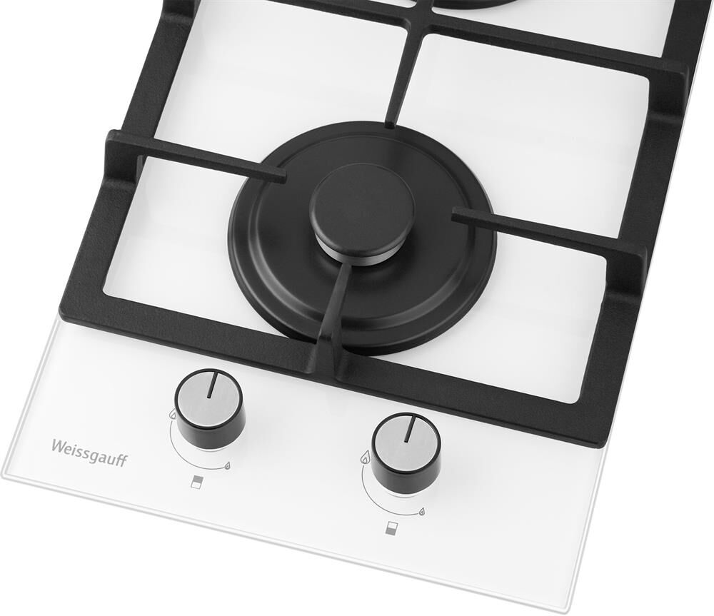 WEISSGAUFF Газовая варочная панель HGG 320 WGV, 2 конфорки, закаленное стекло, белый — изображение 4