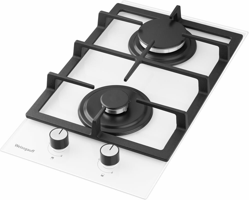 WEISSGAUFF Газовая варочная панель HGG 320 WGV, 2 конфорки, закаленное стекло, белый — изображение 5