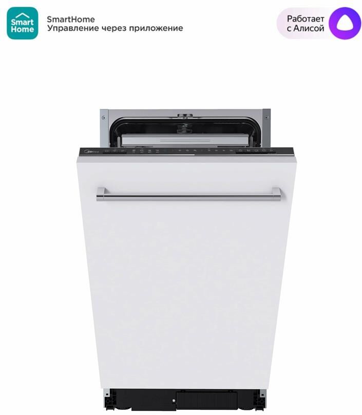 MIDEA Встраиваемая посудомоечная машина MID45S150i, узкая, ширина 44.8см, полновстраиваемая, загрузк — изображение 3