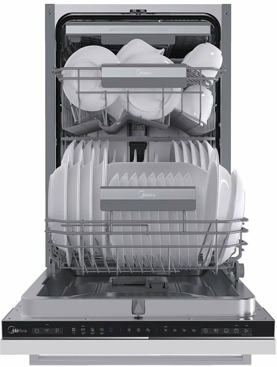 MIDEA Встраиваемая посудомоечная машина MID45S150i, узкая, ширина 44.8см, полновстраиваемая, загрузк — изображение 4