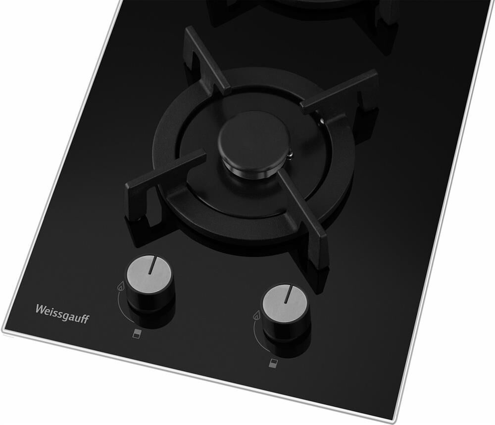 WEISSGAUFF Газовая варочная панель HGG 320 Bgrv, 2 конфорки, закаленное стекло, черный — изображение 4
