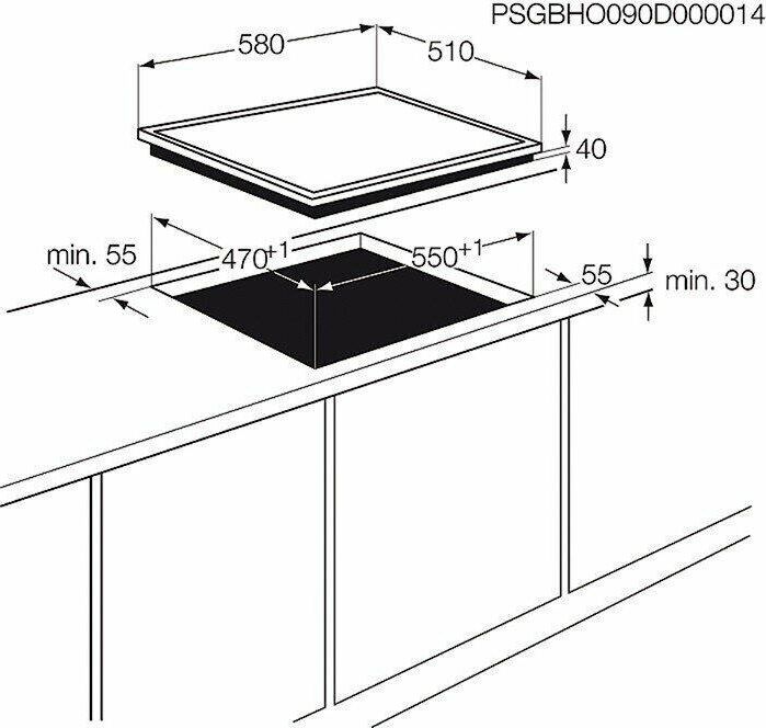 ELECTROLUX Комбинированная варочная панель EGE6172NOK, 4 конфорки, стеклокерамика, черный — изображение 3