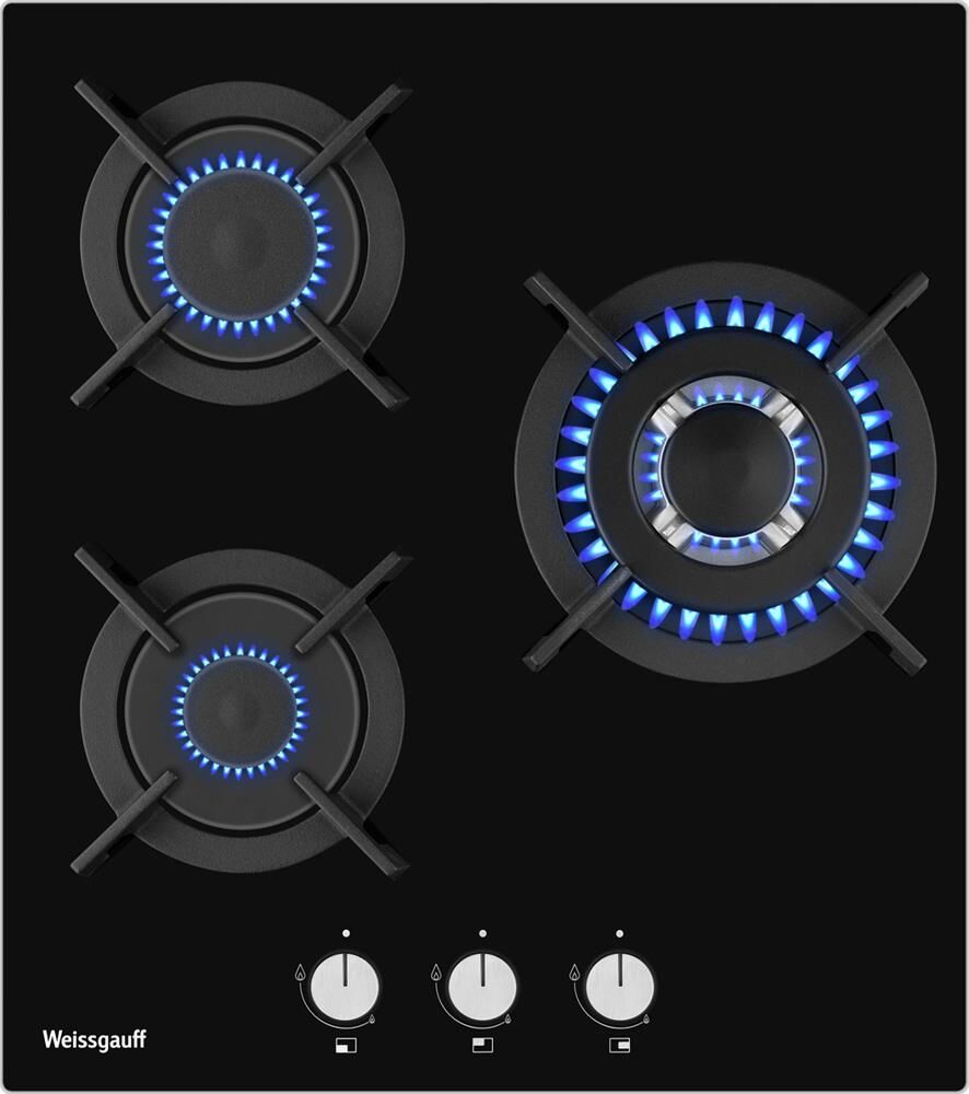 WEISSGAUFF Газовая варочная панель HG 430 BGV, 3 конфорки, закаленное стекло, черный — изображение 4