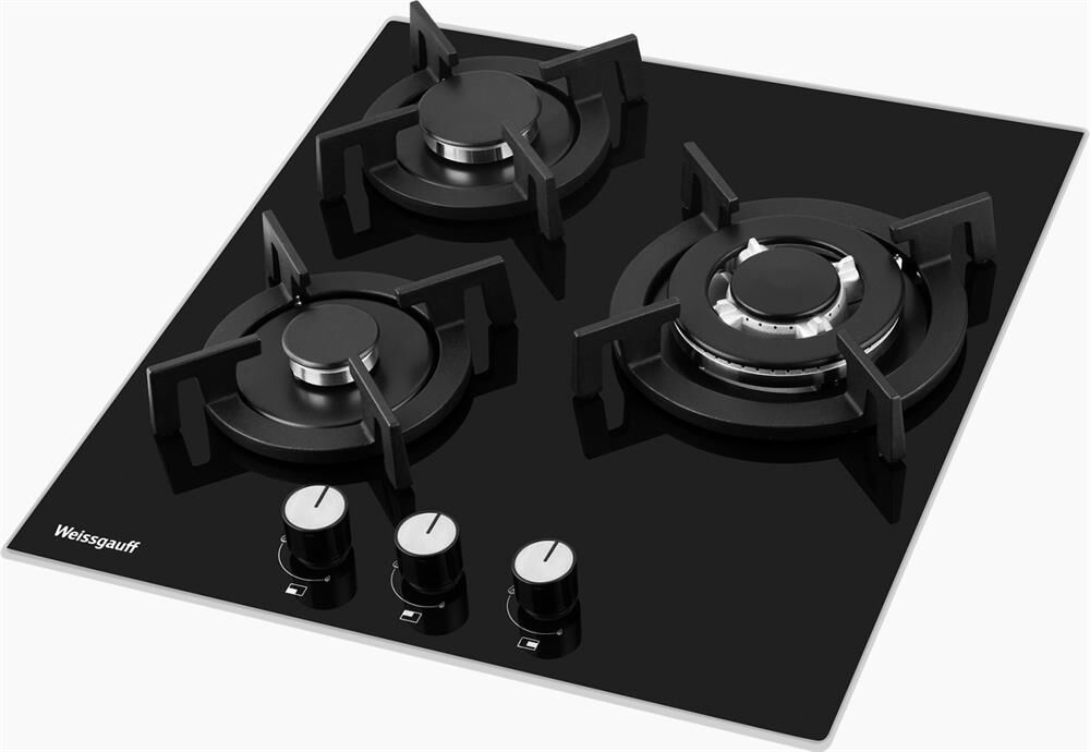 WEISSGAUFF Газовая варочная панель HG 430 BGV, 3 конфорки, закаленное стекло, черный — изображение 6